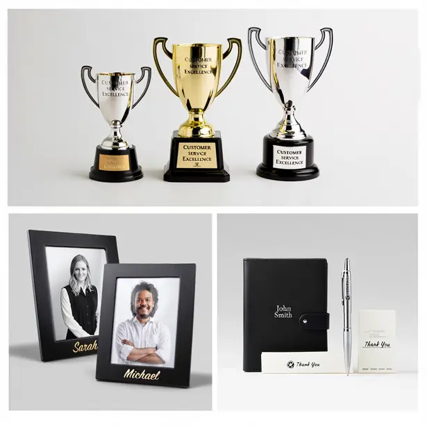 Trophies, photo frames and a branded diary set